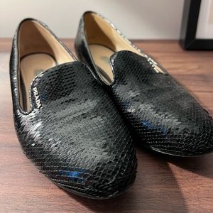 Prada sequin loafers black